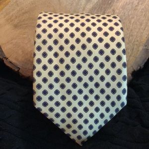 Vtg RALPH LAUREN 100% Silk  Necktie Luxe Designer Yellow Blue Diamond USA Made